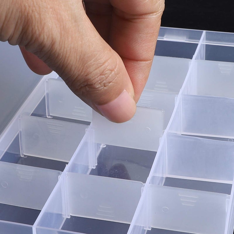 KINJOEK 10 Pack 15 Grids Plastic Bead Organizer Containers Storage, Adjustable Dividers Diamond Jewelry Craft Painting Storage Case, Clear Small Fishing Tackle Box for Sewing Cross Stitch Accessories - Image 5
